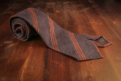 Regimental Shantung Tie - Untipped - Navy Blue/Brown