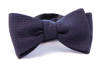 Solid Grenadine Grossa Bow Tie - Dark Navy Blue