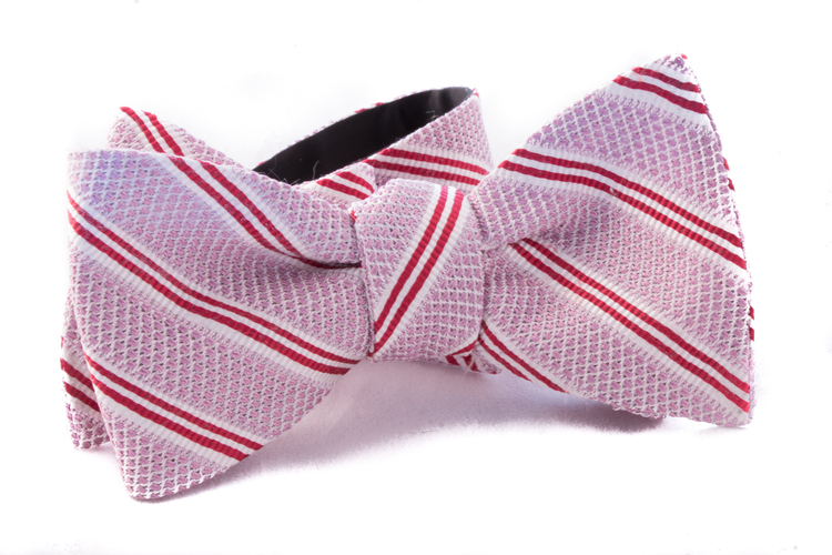 Regimental Grenadine Bow Tie - Pink/Red