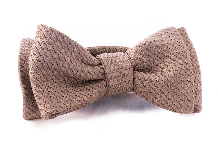 Solid Grenadine Grossa Bow Tie - Beige