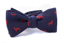 Dogs Silk Bow Tie - Navy Blue/Red