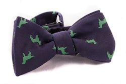 Dogs Silk Bow Tie - Navy Blue/Green