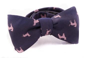 Dogs Silk Bow Tie - Navy Blue/Pink