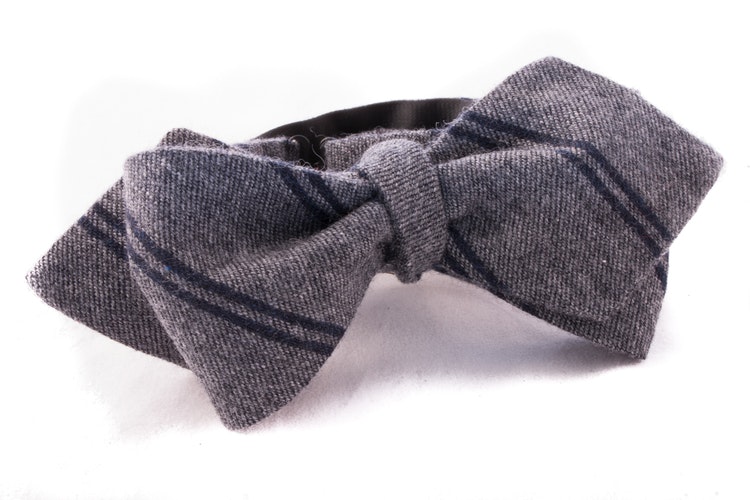 Self tie Cashmere - Grey/Navy Blue