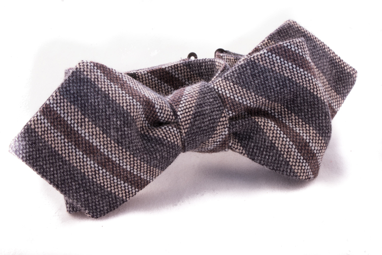 Regimental Cashmere Bow Tie - Grey/Brown/Beige