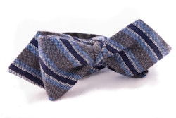 Regimental Cashmere Bow Tie - Grey/Navy Blue
