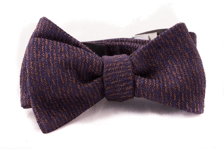 Self tie Wool - Navy Blue/Brown