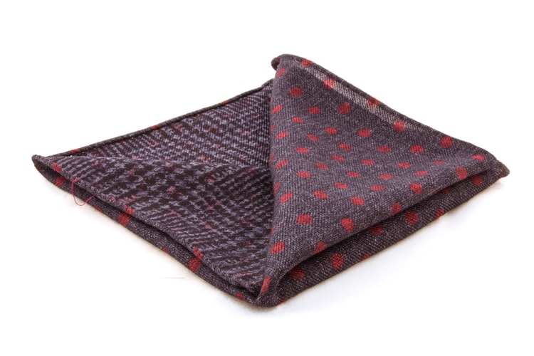 Wool Plaid/Polka Dot - Blue/Red