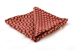 Squares Vintage Silk Pocket Square - Red/White
