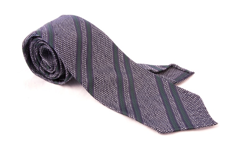 Regimental Silk Grenadine Tie - Untipped - Grey/Green
