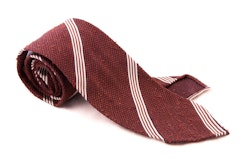 Regimental Shantung Grenadine Tie - Untipped - Brown/White