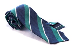 Regimental Shantung Tie - Untipped - Green/Navy Blue/White