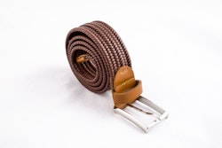 Braided Leather Stretch Belt - Cognac