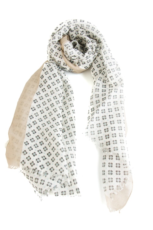 Scarf Floral - Off White/Navy Blue/Turquoise/Beige