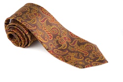 Paisley Silk Tie - Untipped - Brown/Yellow/Red/Green