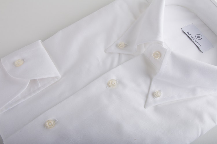 Enfärgad Pinpoint Oxfordskjorta - Button Down - Vit