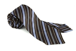 Regimental Silk Grenadine Tie - Untipped - Brown/Light Blue
