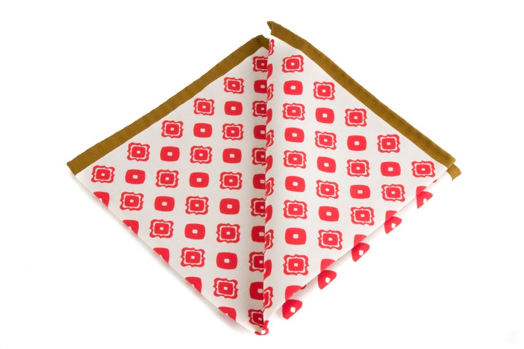 Cotton Squares - White/Red/Beige
