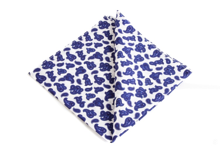 Cotton Paisely - Navy Blue/White