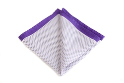 Micro Silk Pocket Square - White/Purple