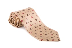Small Paisley Vintage Silk Tie - Beige/Brown/Red