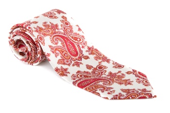 Paisley Vintage Silk Tie - White/Red