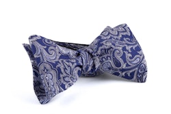 Self tie Paisley Cotton - Navy Blue/White