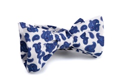 Self tie Paisley Cotton - Navy Blue/White