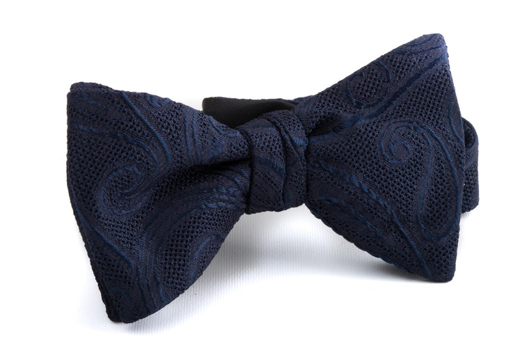 Paisley Grenadine Bow Tie - Navy Blue