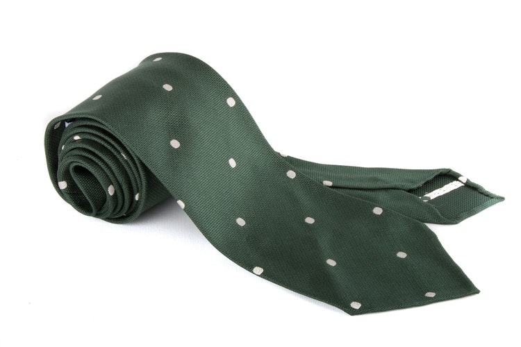 Polka Dot Silk Tie - Untipped - Green/White