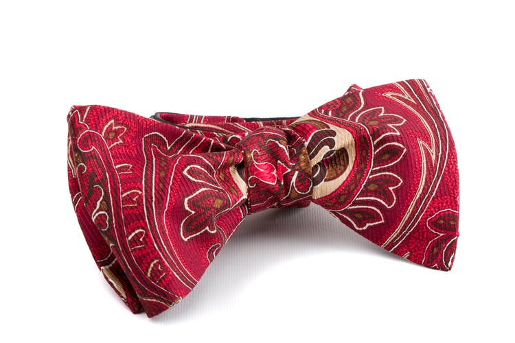 Paisley Vintage Silk Bow Tie - Red/Yellow