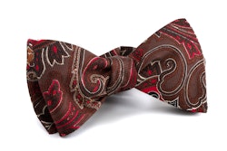 Paisley Vintage Silk Bow Tie - Brown/Red