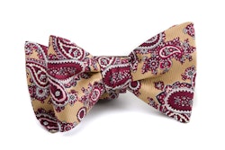 Paisley Vintage Silk Bow Tie - Yellow/Red/White