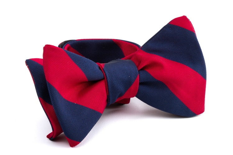 Self tie Silk Regimental - Navy Blue/Red
