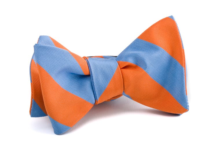 Self tie Silk Regimental - Orange/Light Blue