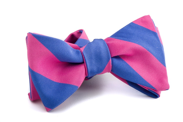 Self tie Silk Regimental - Pink/Light Blue