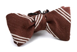 Self tie Shantung Regimental - Brown/White