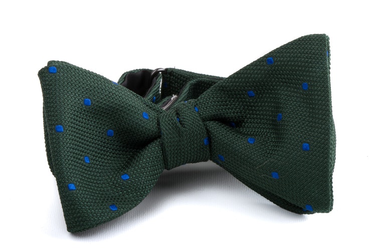 Polka Dot Grenadine Bow Tie - Green/Mid Blue