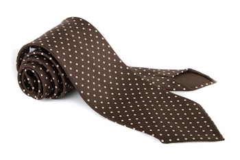 Polka Dot Printed Silk Tie - Untipped - Brown/White
