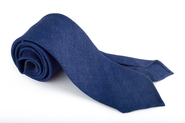 Solid Wool Untipped Tie - Mid Blue