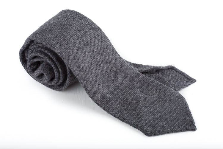 Solid Wool Untipped Tie - Dark Grey