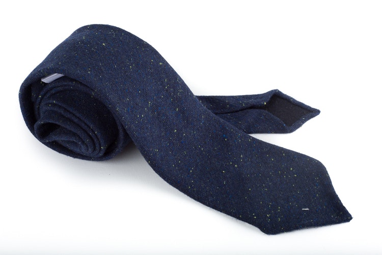 Donegal Wool Untipped Solid Tie - Navy Blue