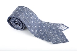 Square Shantung Tie - Untipped - Blue/White