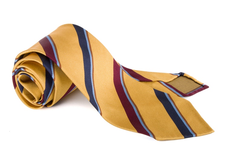 Silk Regimental Untipped - Yellow/Navy Blue/Burgundy/Light Blue