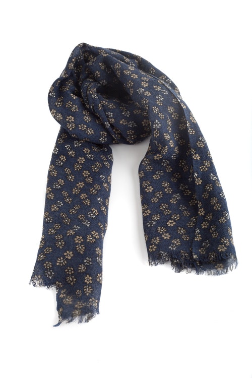 Wool Floral - Navy Blue/Yellow