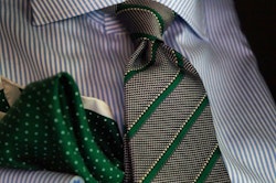 Regimental Silk Grenadine Tie - Untipped - Grey/Green