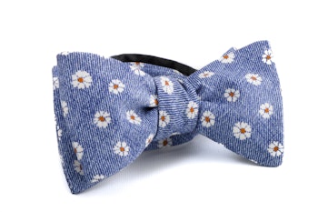 Self tie Silk Floral - Navy Blue/Orange/White