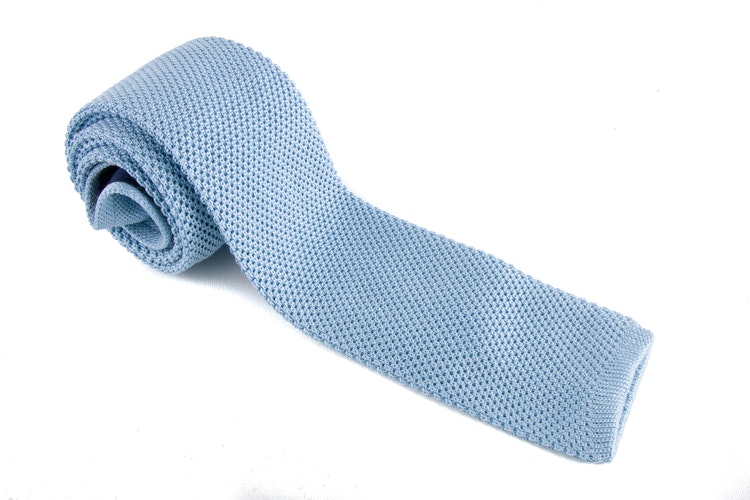 Knitted Silk Tie - Light Blue