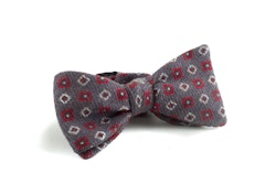 Self tie Wool Square - Grey/Red/White