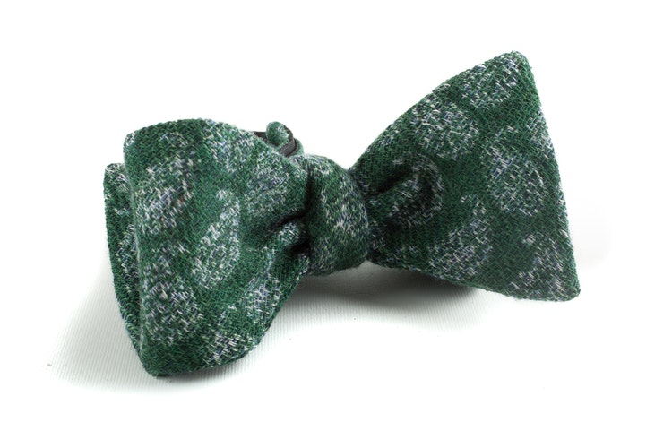 Self tie Wool Paisley - Green/Grey